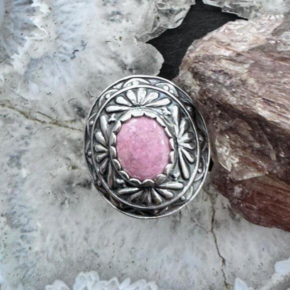 Carolyn Pollack Sterling Oval Rhodochrosite Decorated Ring Size 5 For Women #1 - Picture 4 of 10